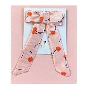 NWT Betsey Johnson CHERRY Pink Silk Bow Hair Pin
